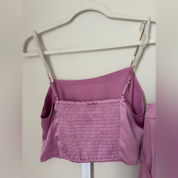House of Harlow 1960  pink Chain strap crop top & wide leg pant 2 piece set - Picture 8 of 8